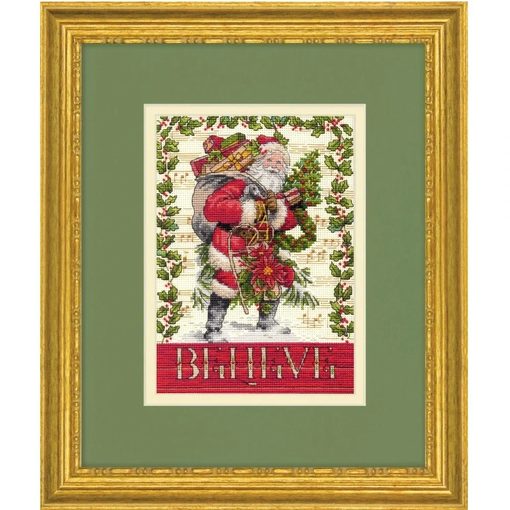 Dimensions Gold Collection Petites BELIEVE IN SANTA Cross Stitch 70-08980 VTG